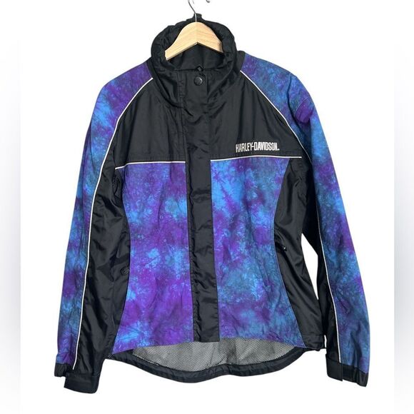 Harley Davidson reflective blue purple tie dye jacket size small edgy - Picture 1 of 14